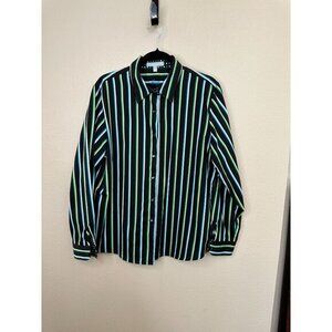 Foxcroft womens Black Blouse 16 long sleeve button up cotton collared shaped fit